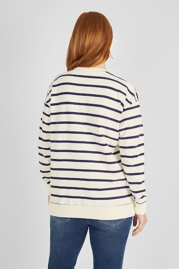 moonshine hoodie unisex Cream & Navy Blue Stripe Maternity & Nursing Sweatshirt