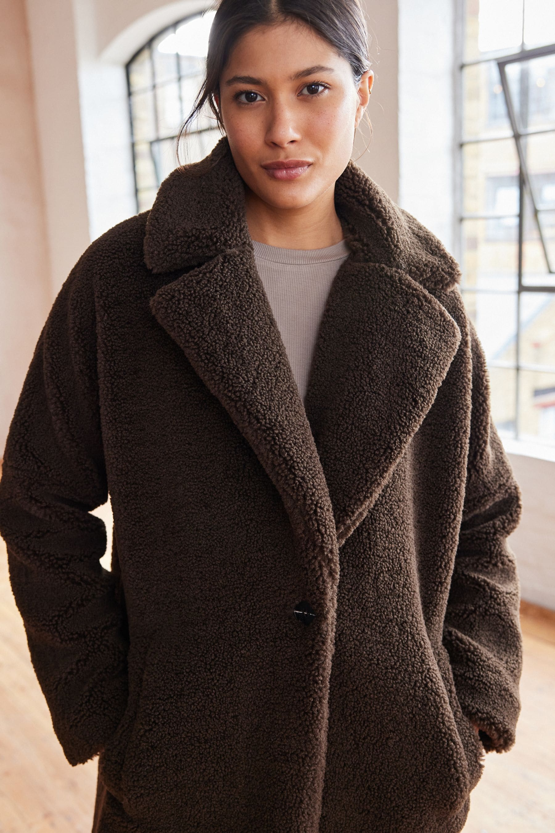 Long teddy borg coat top