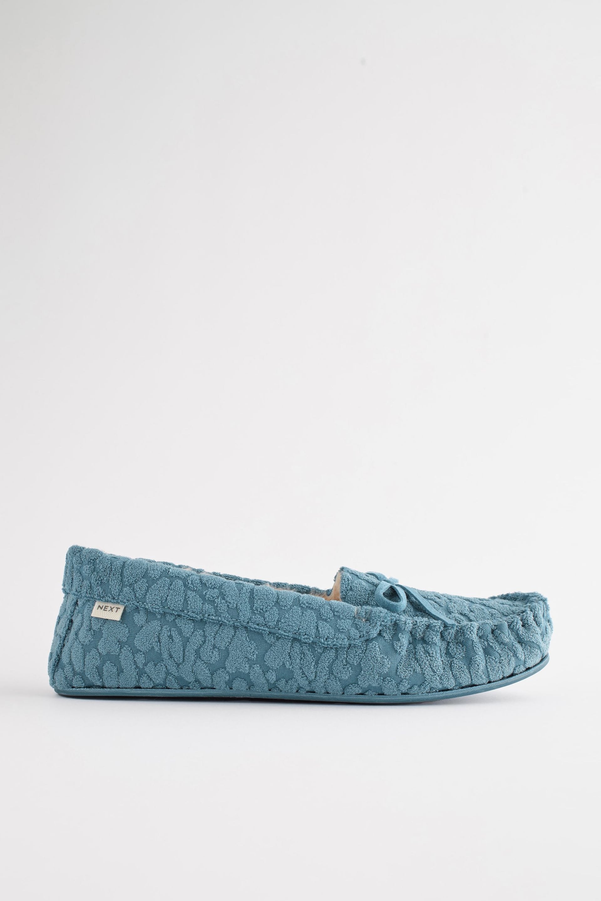 Blue Towelling Moccasins Slippers - Image 2 of 6