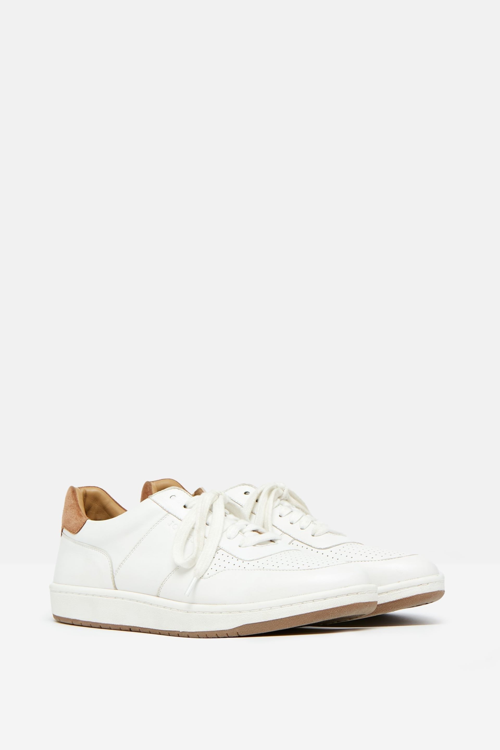 Joules Colston White Leather Trainers - Image 2 of 5