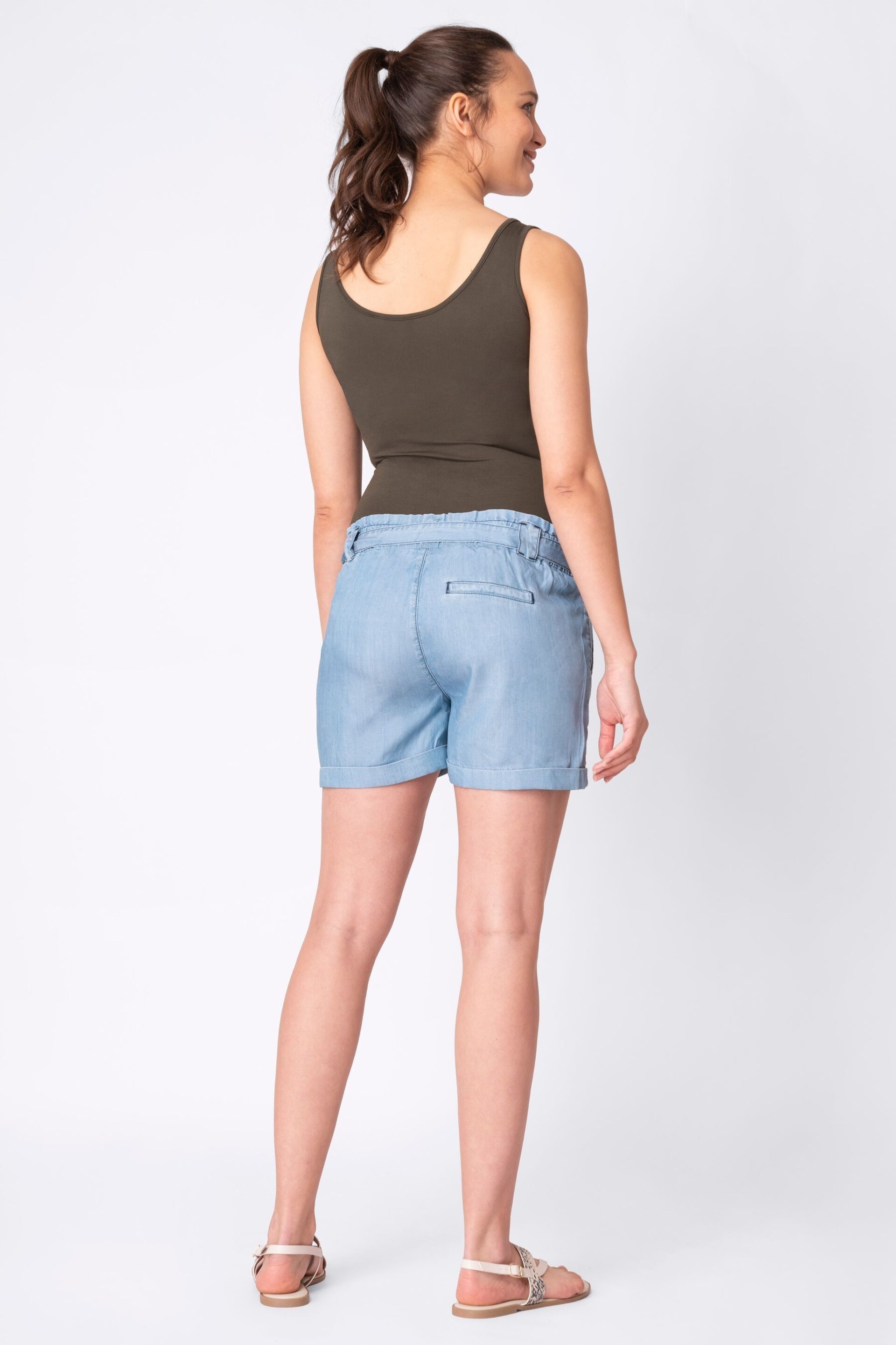 Seraphine Maternity Blue Underbump Drawstring Shorts - Image 3 of 5