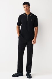 Fred Perry Crepe Pique Zip Neck Polo Shirt - Image 2 of 6