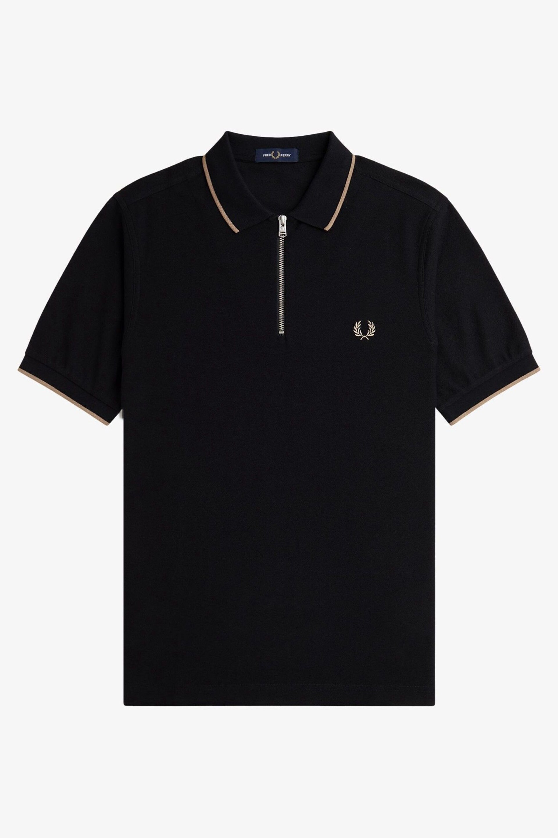 Fred Perry Crepe Pique Zip Neck Polo Shirt - Image 5 of 6