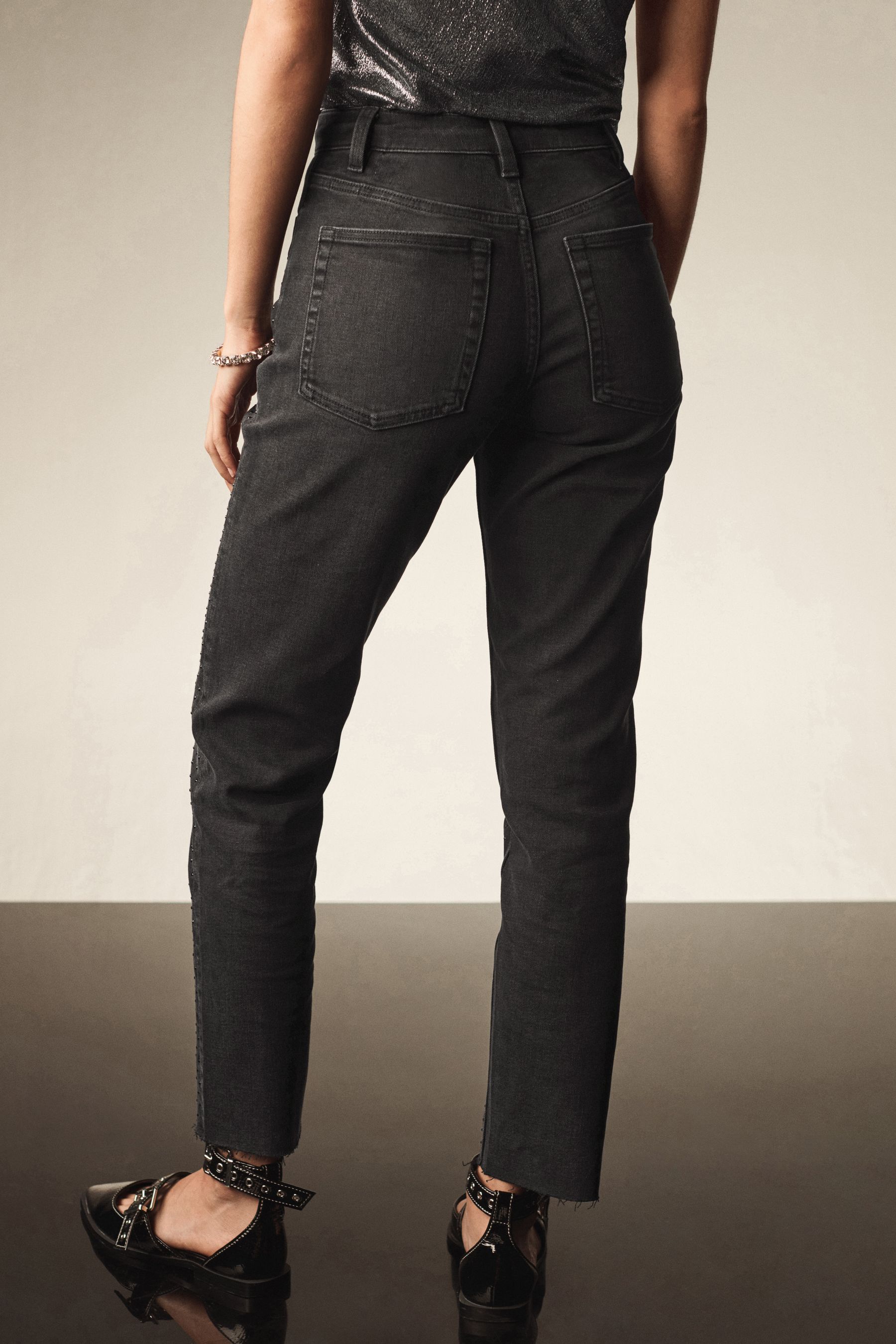 Womens black raw hem jeans on sale