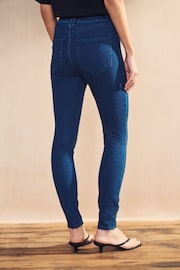 Dark Blue Fly Fasten Jersey Denim Leggings - Image 3 of 5