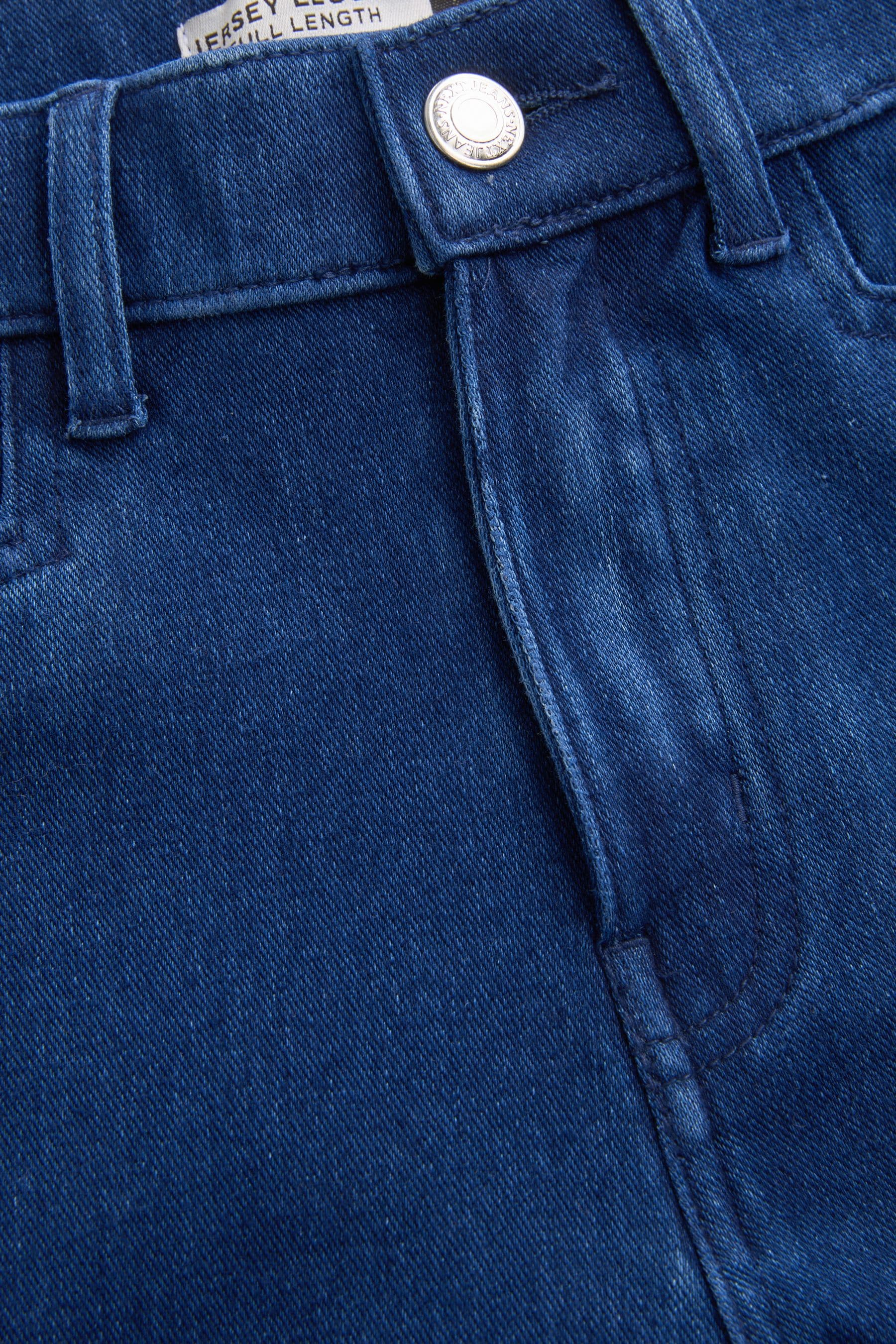 Buy Dark Blue Fly Fasten Jersey Denim Leggings from Next Luxembourg