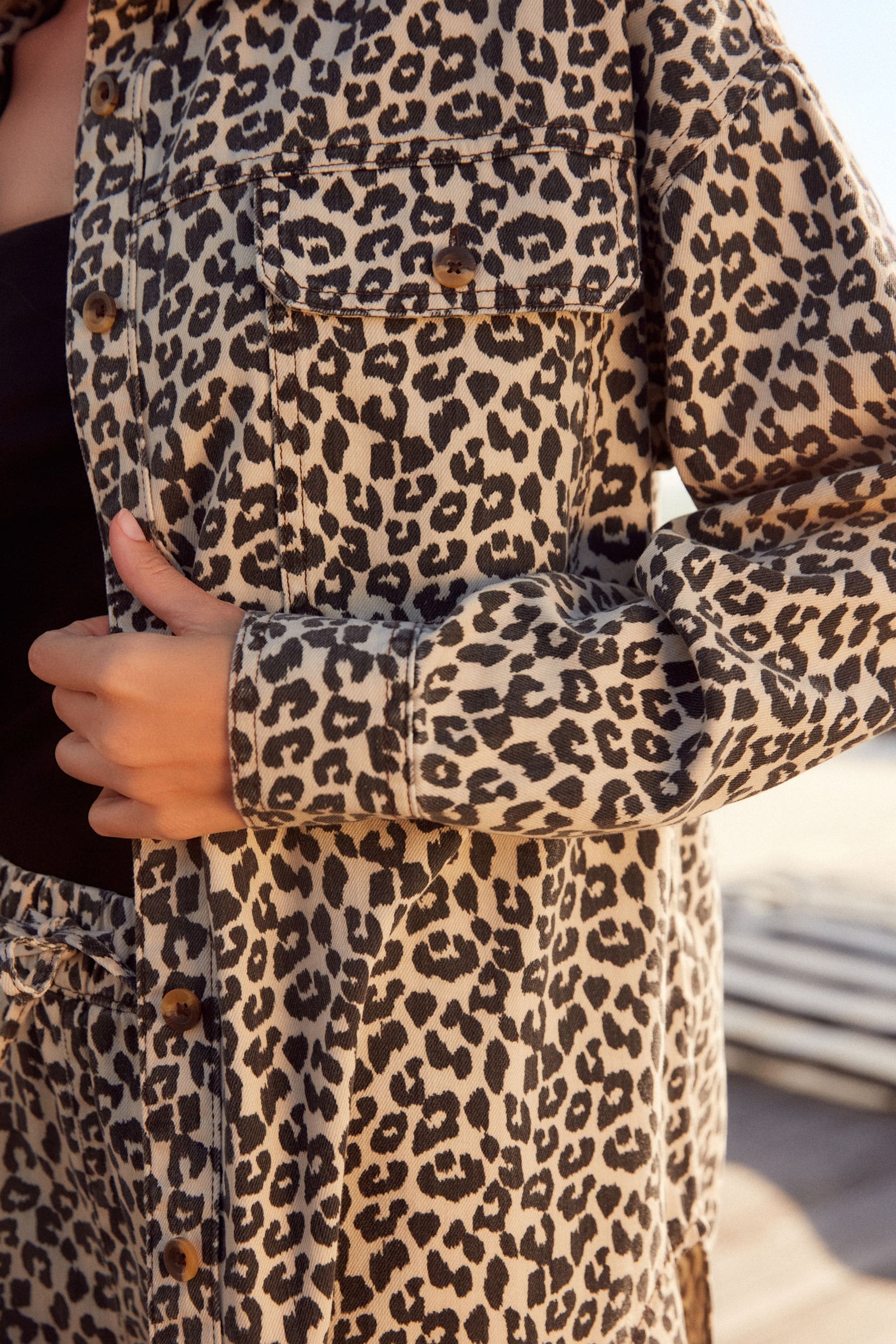 Leopard denim shirt new arrivals