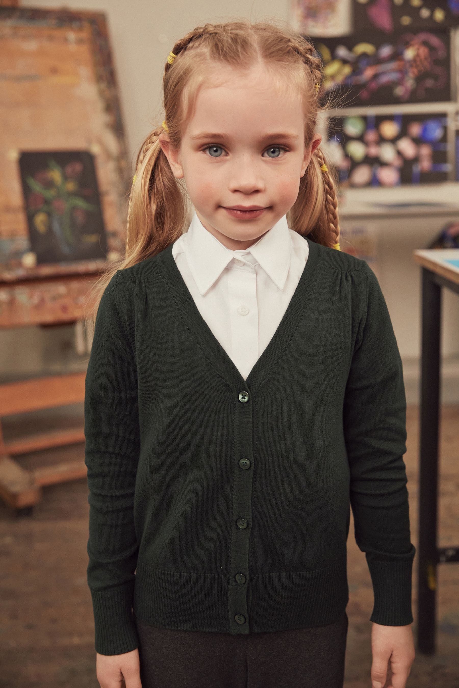 Buy Green Cotton Rich School V Neck Cardigan 3 16yrs from Next Luxembourg