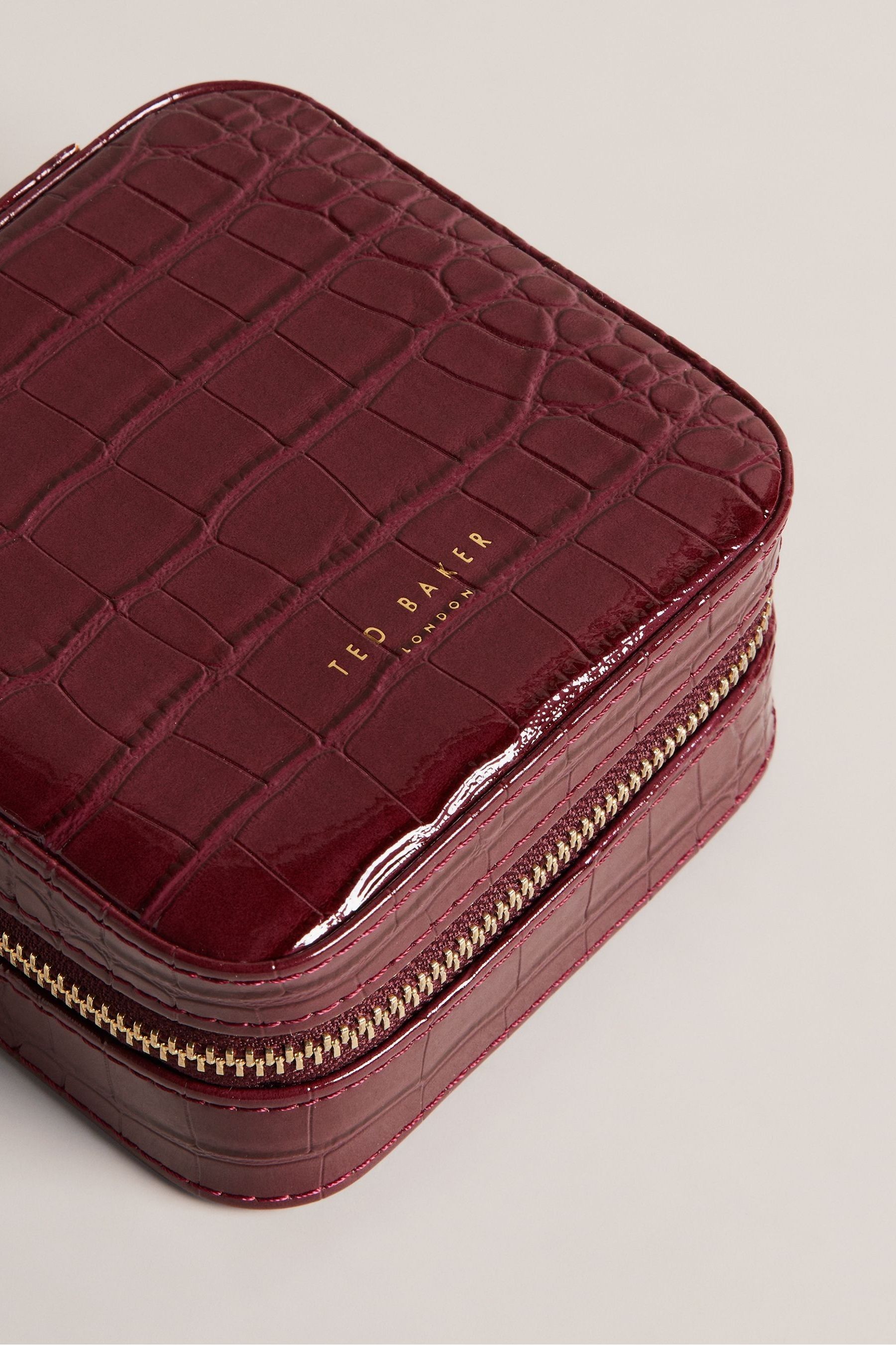 Buy Ted Baker Purple Hazelis Croc Effect Zipped Jewellery Case from Next Luxembourg