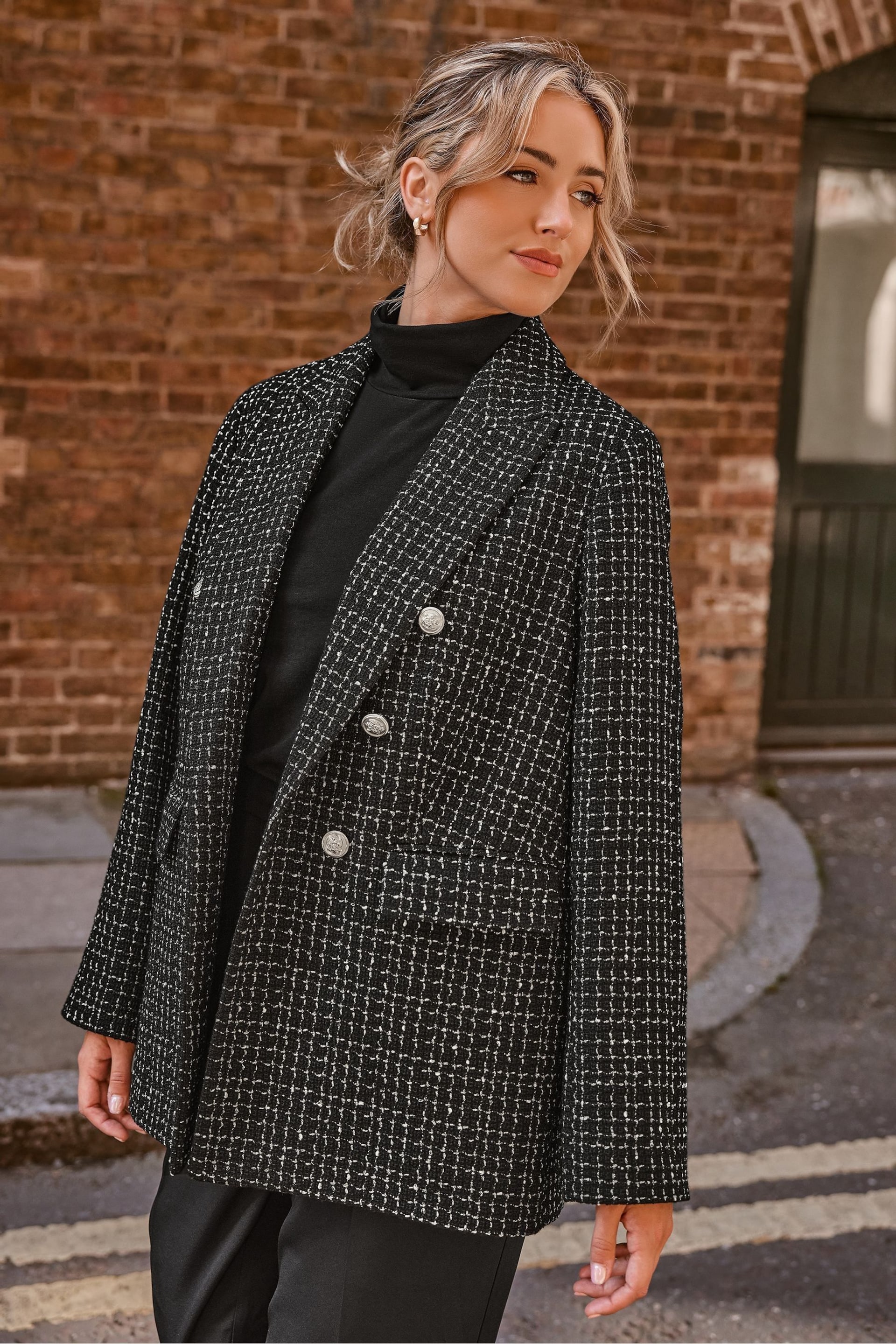 Yours Curve Black Boucle Blazer - Image 1 of 4