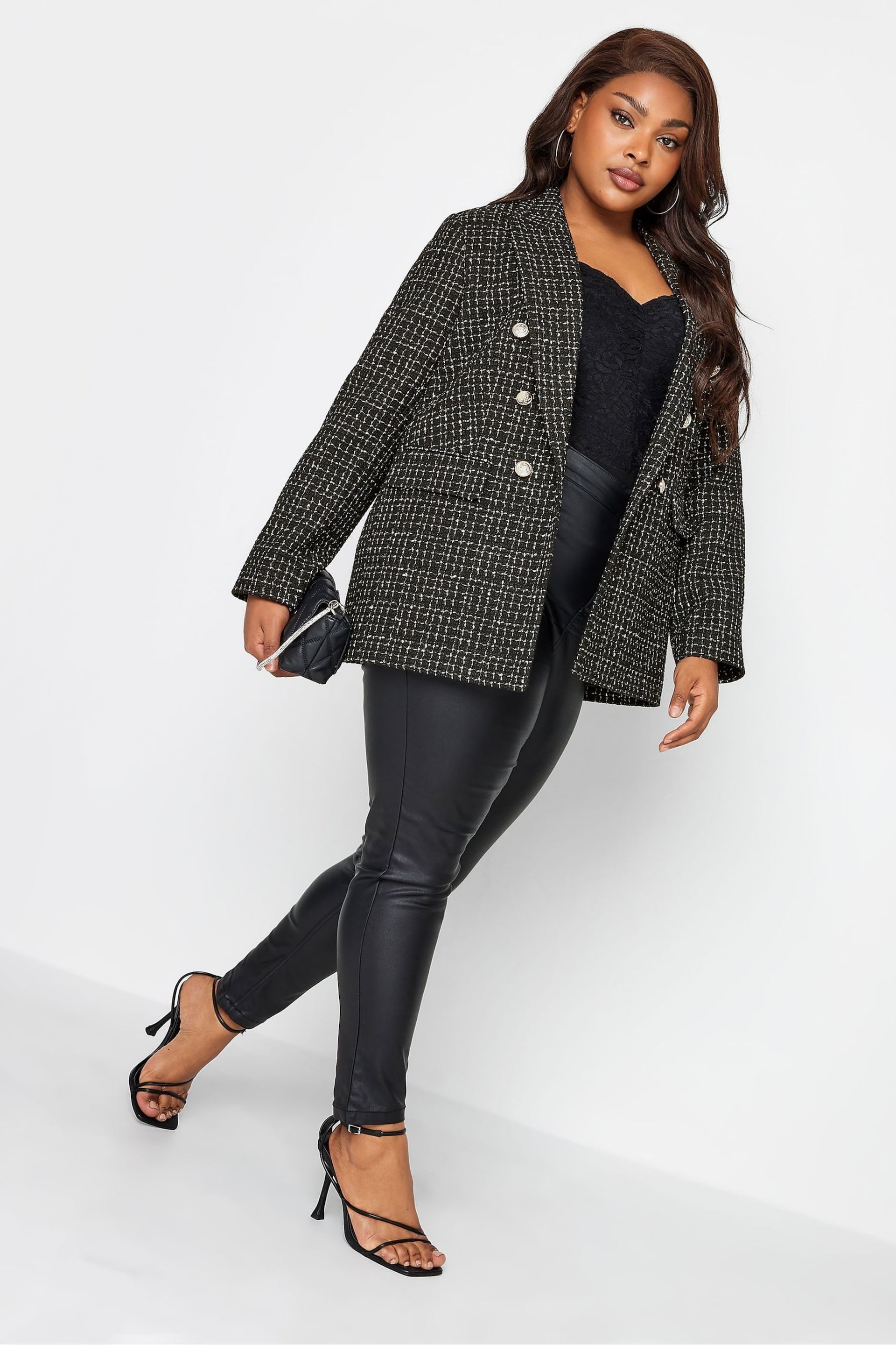 Yours Curve Black Boucle Blazer - Image 2 of 4