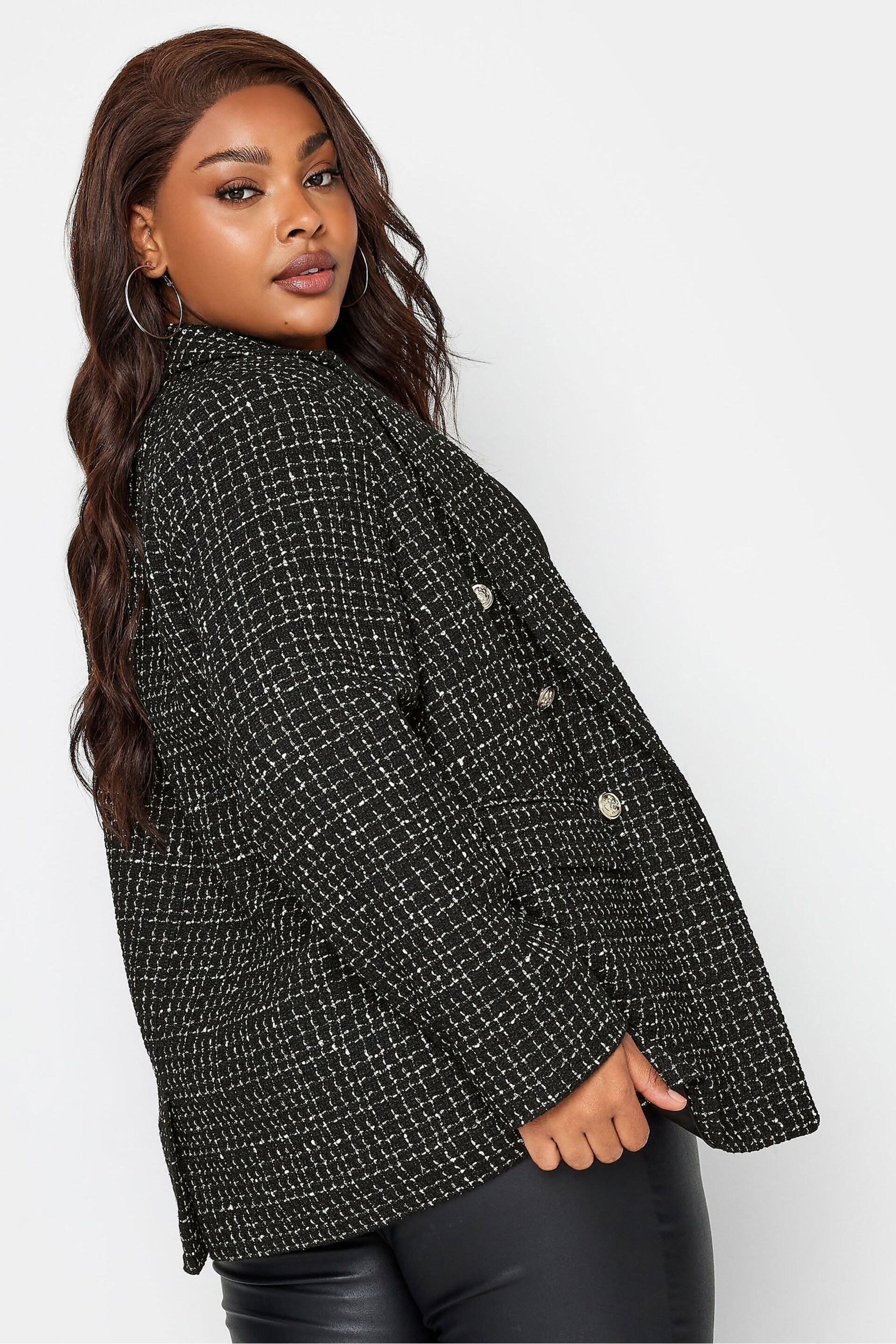 Yours Curve Black Boucle Blazer - Image 3 of 4