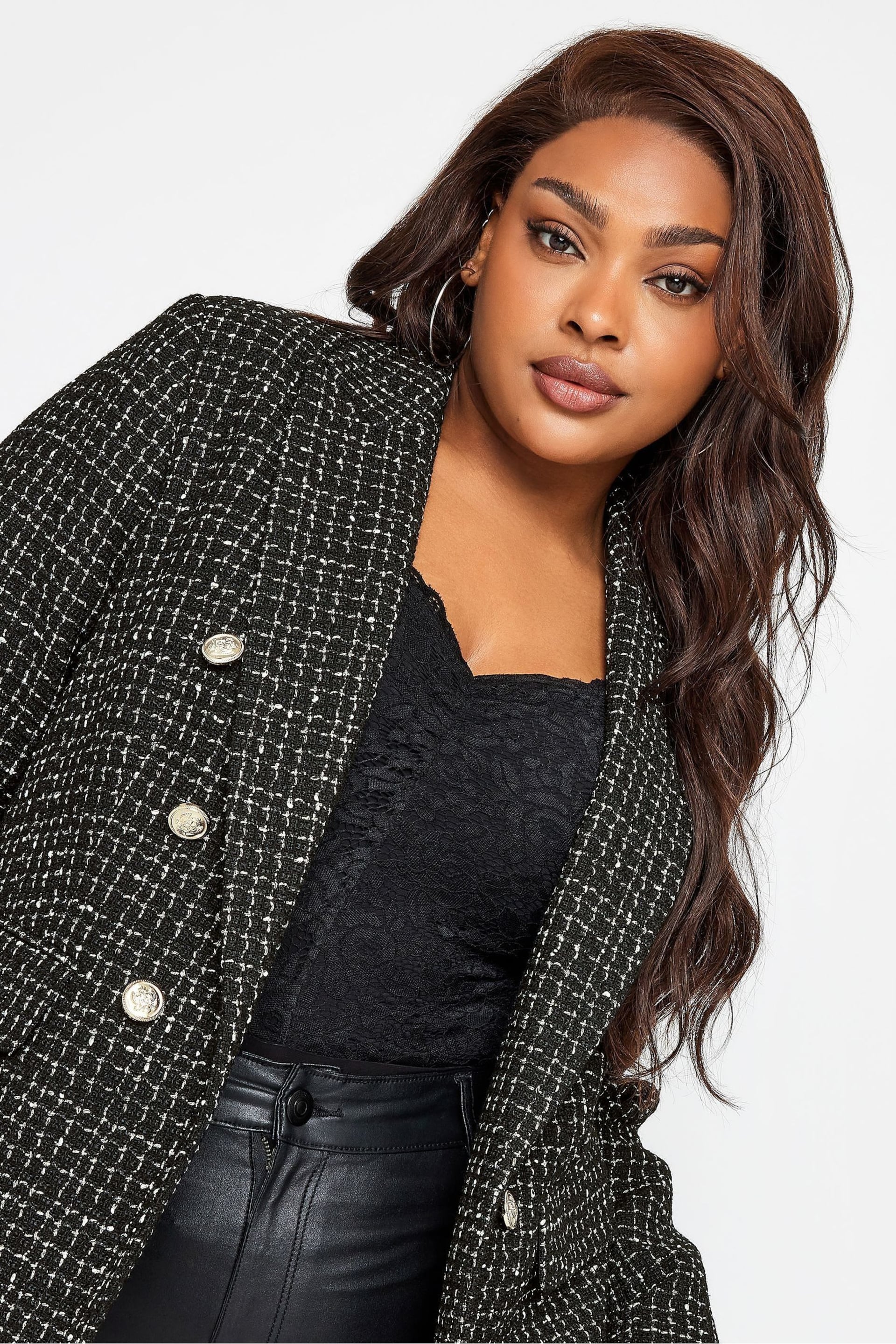 Yours Curve Black Boucle Blazer - Image 4 of 4