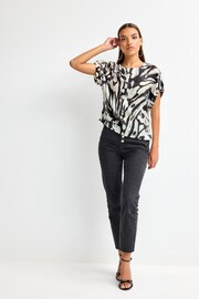 Monochrome Swirl Gathered Short Sleeve Textured Boxy T-Shirt - Image 2 of 7