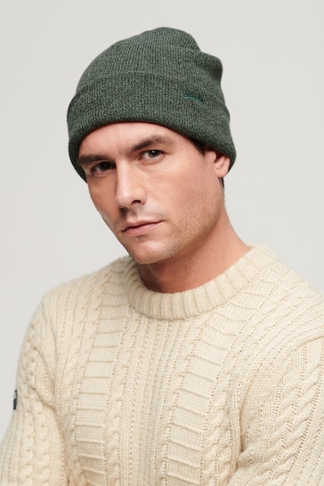 Superdry Green Knitted Logo Beanie Hat