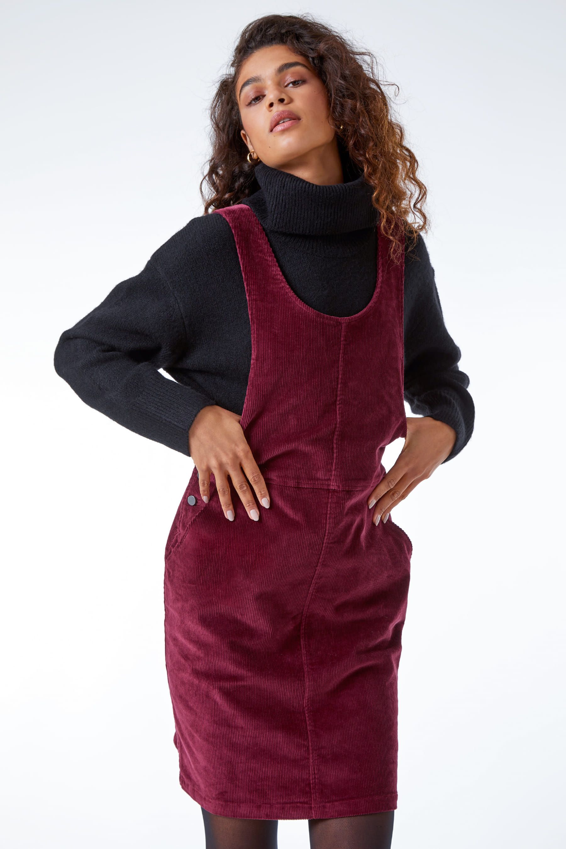 Maroon cord pinafore on sale dress