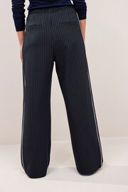Navy Jersey Wide Leg Side Stripe Trousers - Image 4 of 7
