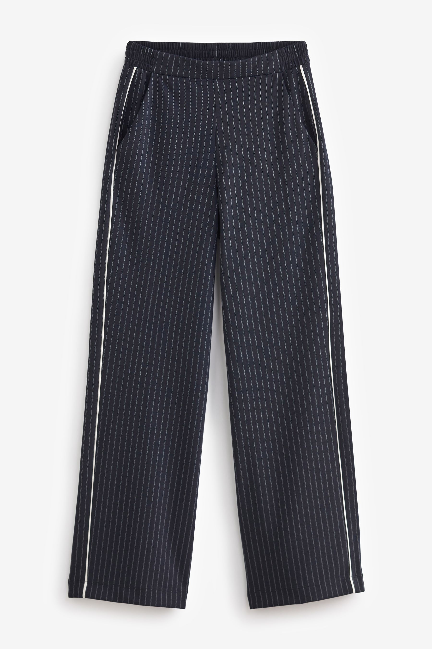 Navy jersey wide leg trousers 2025