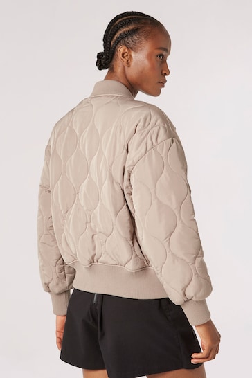 Apricot Grey Onion Quilted Bomber Jacket