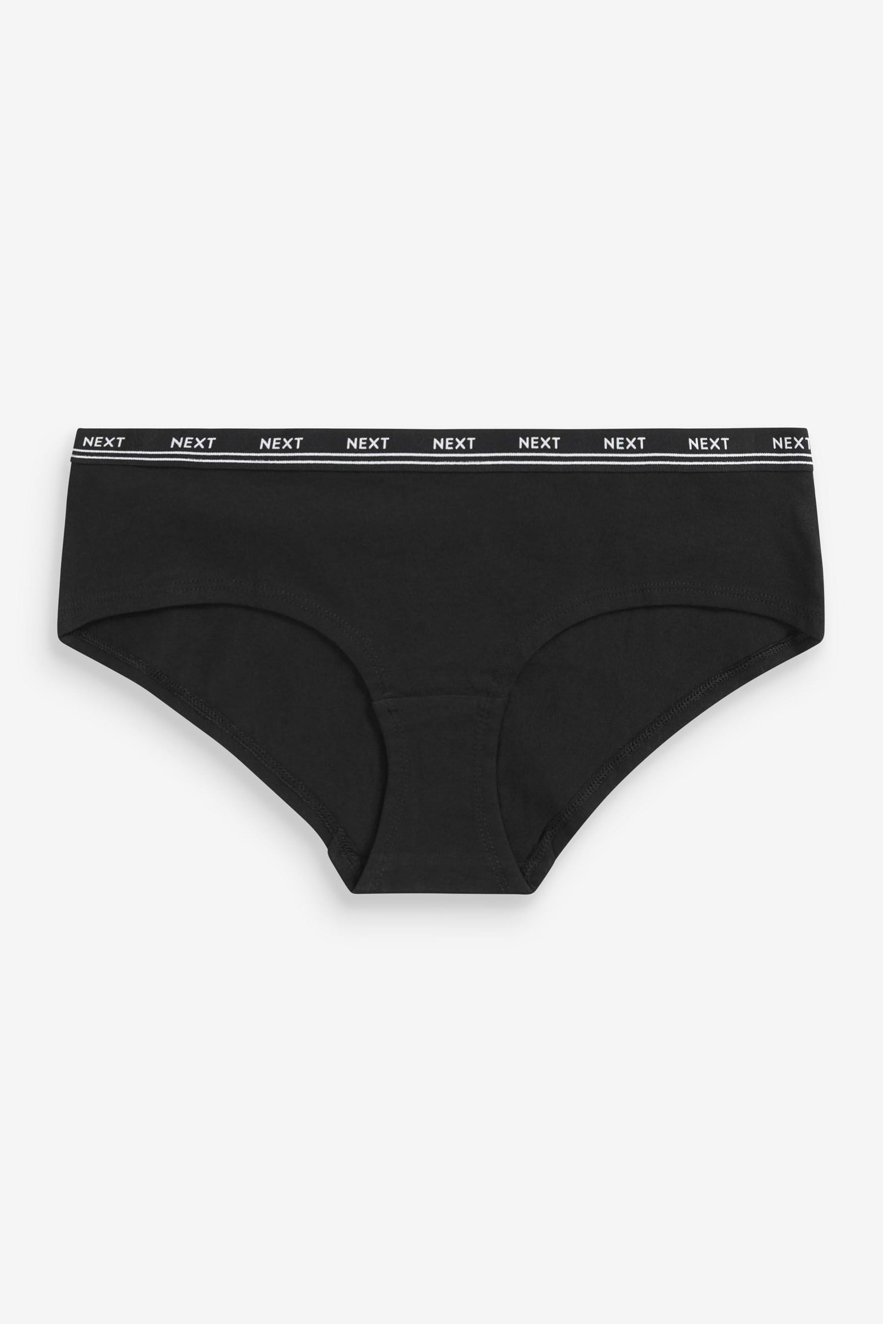 Black Short Cotton Rich Logo Knickers 4 Pack