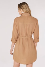 Apricot Brown 2 Pocket Self Tie Shirt Dress - Image 2 of 4