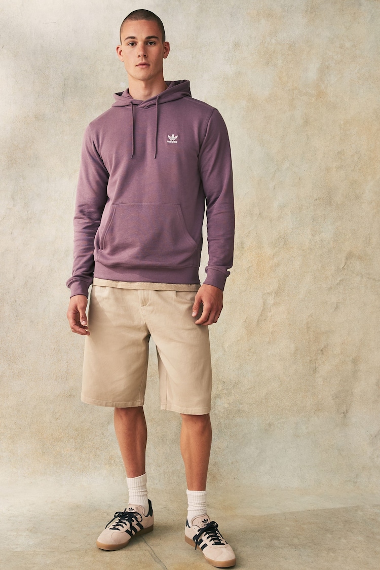 adidas originals Purple 100% Cotton Trefoil Essentials Hoodie - Image 2 of 6