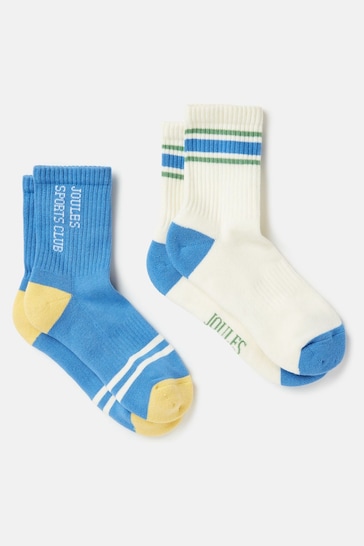 Joules Boys' Volley Blue Tennis Ankle Socks (2 Pack)