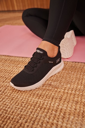 Skechers Black White Bobs Squad Chaos Slip In Trainers