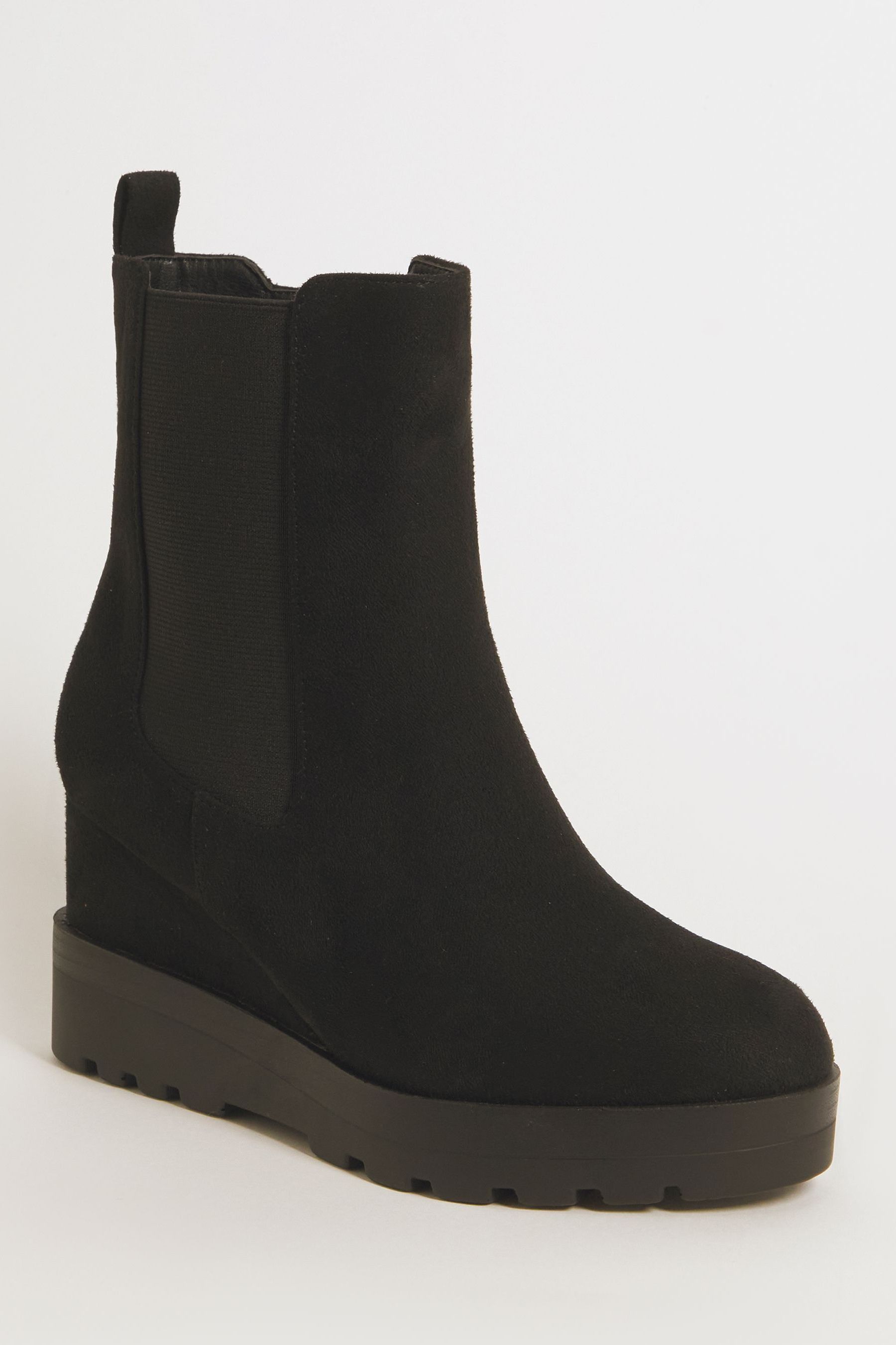 Buy Simply Be Chelsea Wedge Ankle Black Boots In Extra Wide Fit