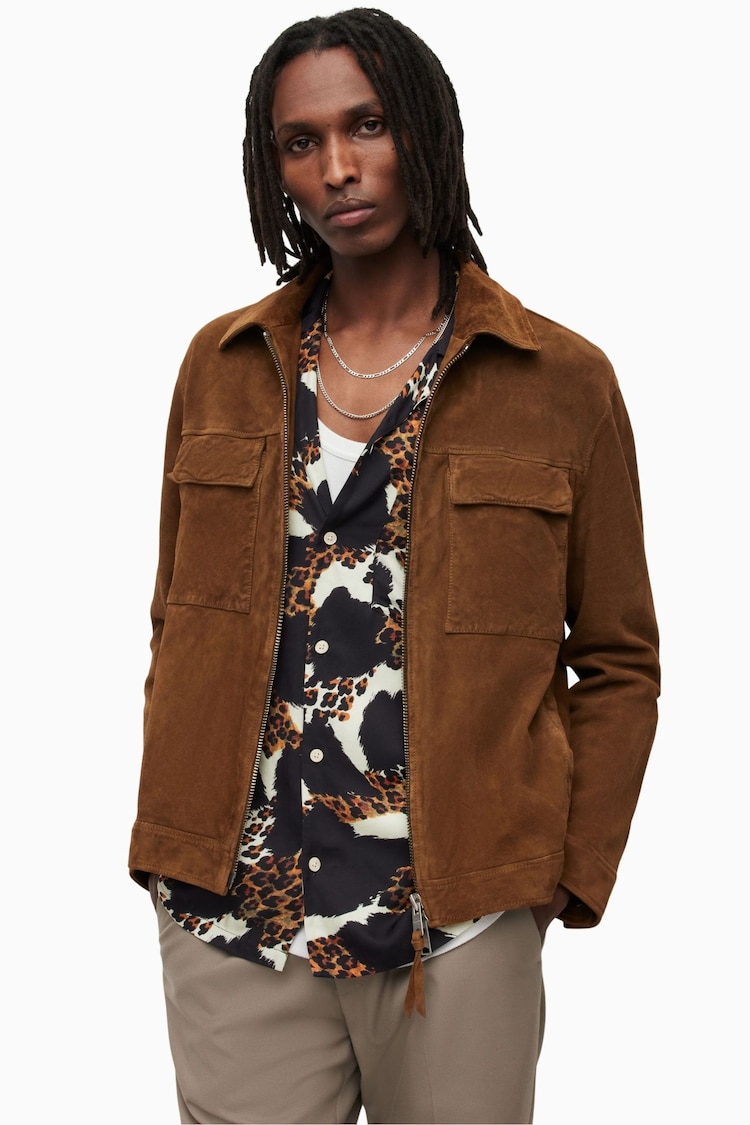 AllSaints Brown Cozza Jacket - Image 1 of 7