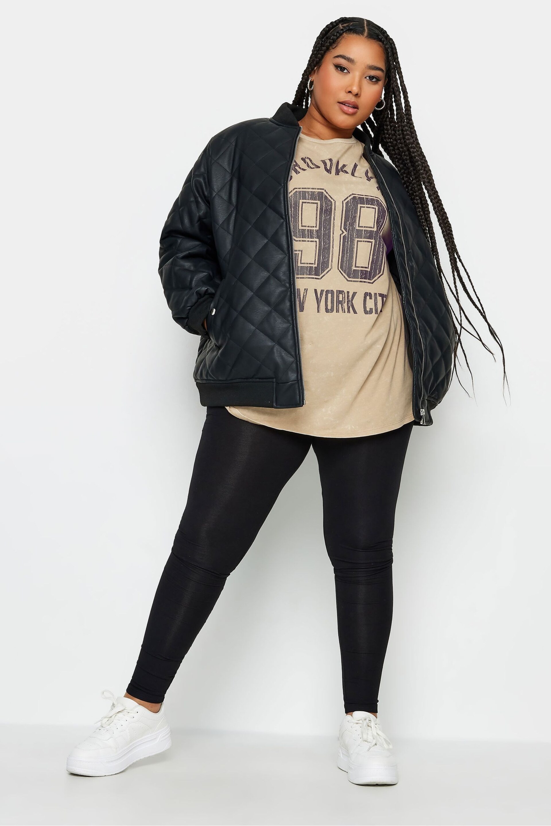 Yours Curve Natural Varsity Brooklyn Top - Image 4 of 4