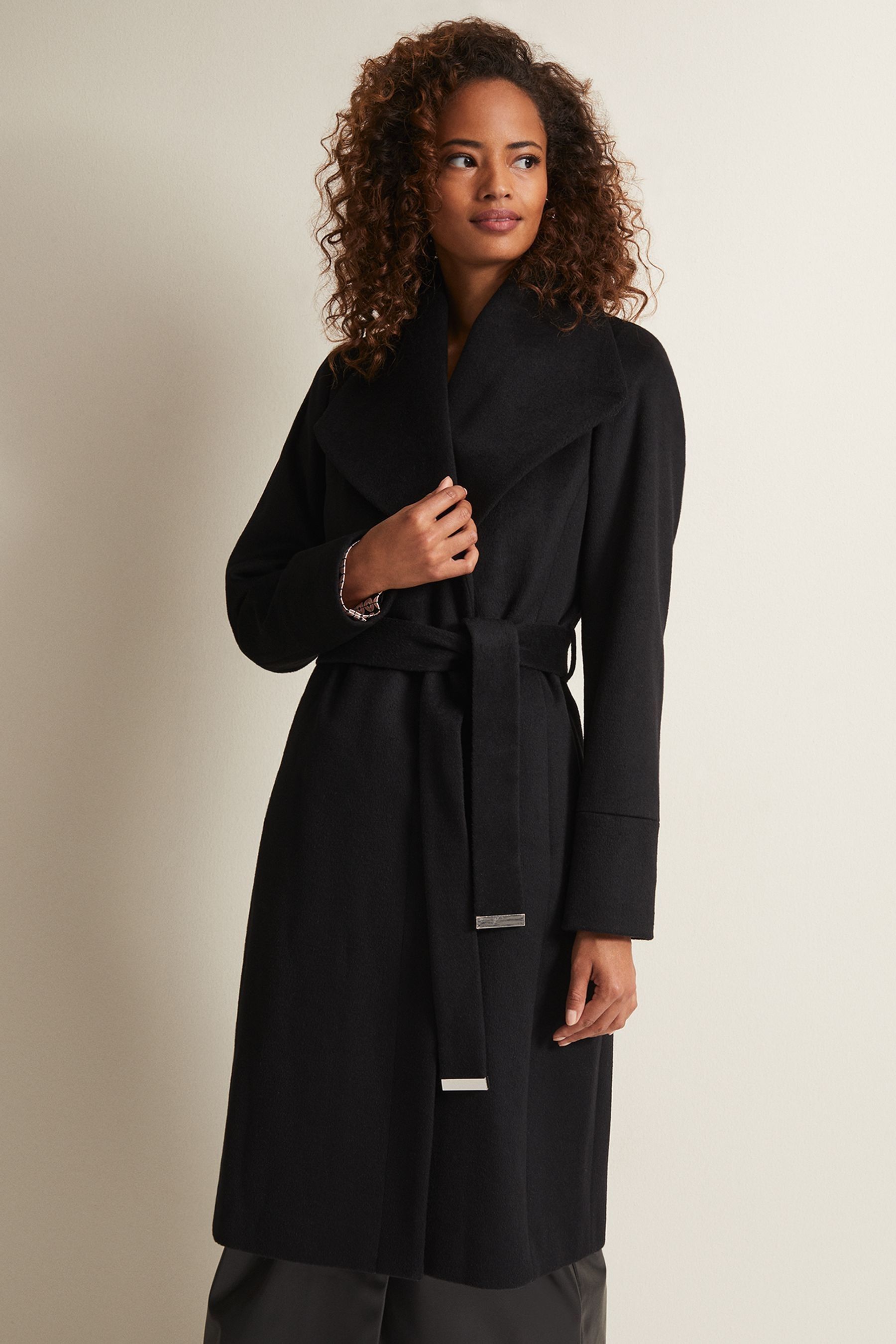 Black wool coat petite online
