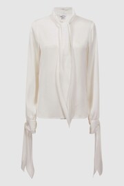 Reiss Ivory Giselle Tie Detail Blouse - Image 2 of 5