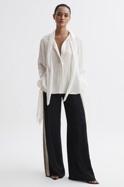 Reiss Ivory Giselle Tie Detail Blouse - Image 3 of 5