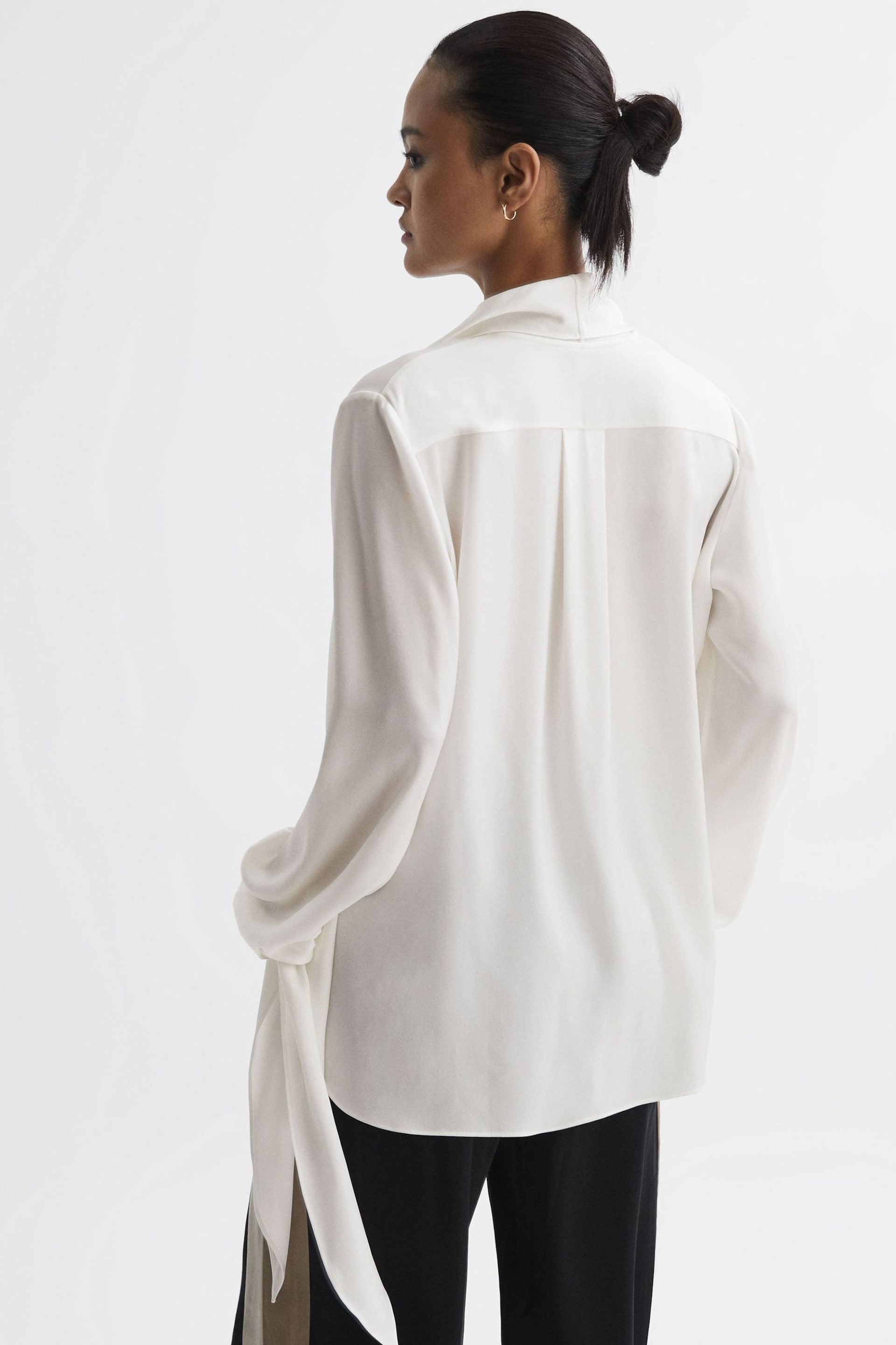 Reiss Ivory Giselle Tie Detail Blouse - Image 5 of 5