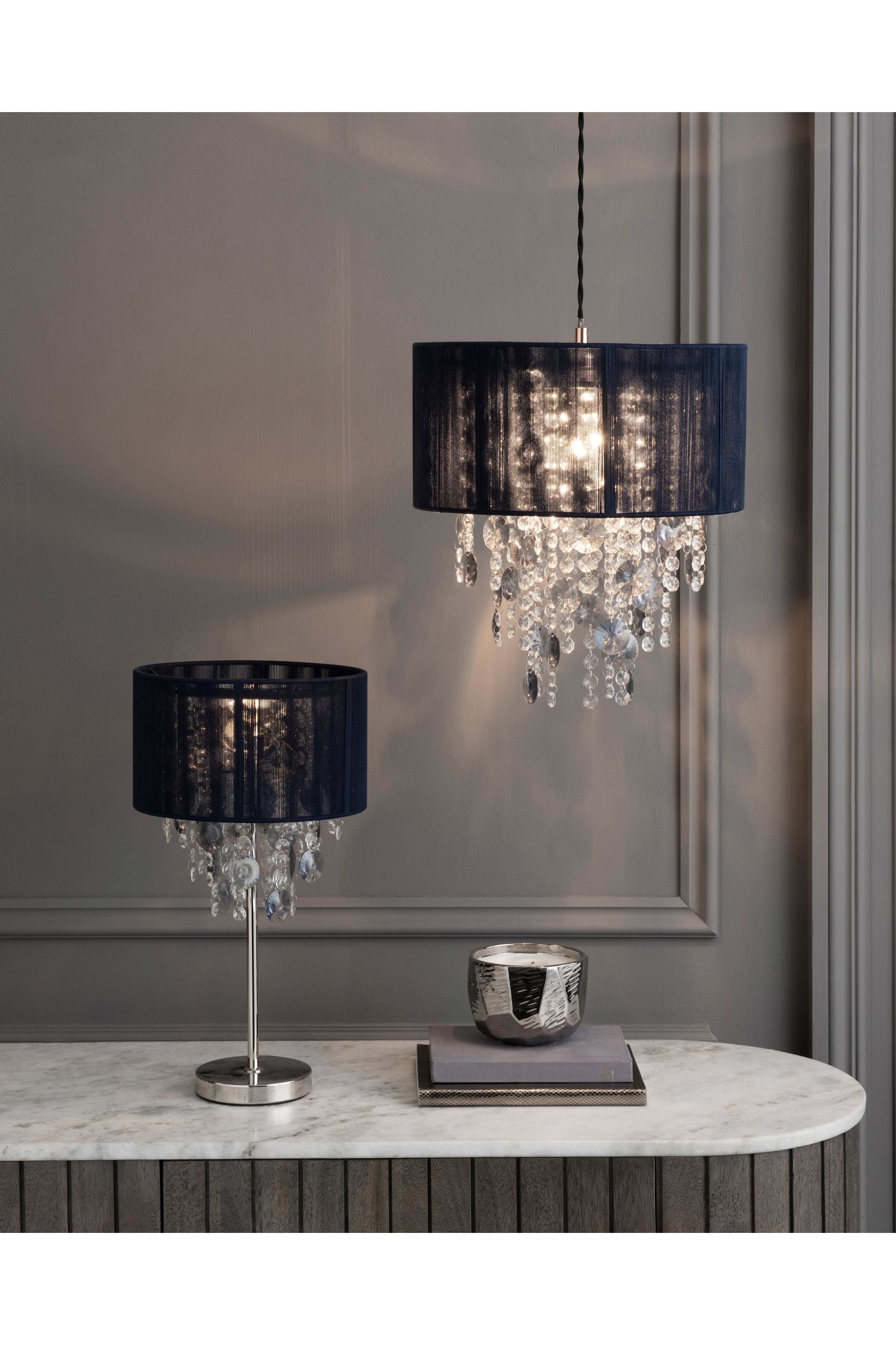Navy Palazzo Easy Fit Pendant Lamp Shade