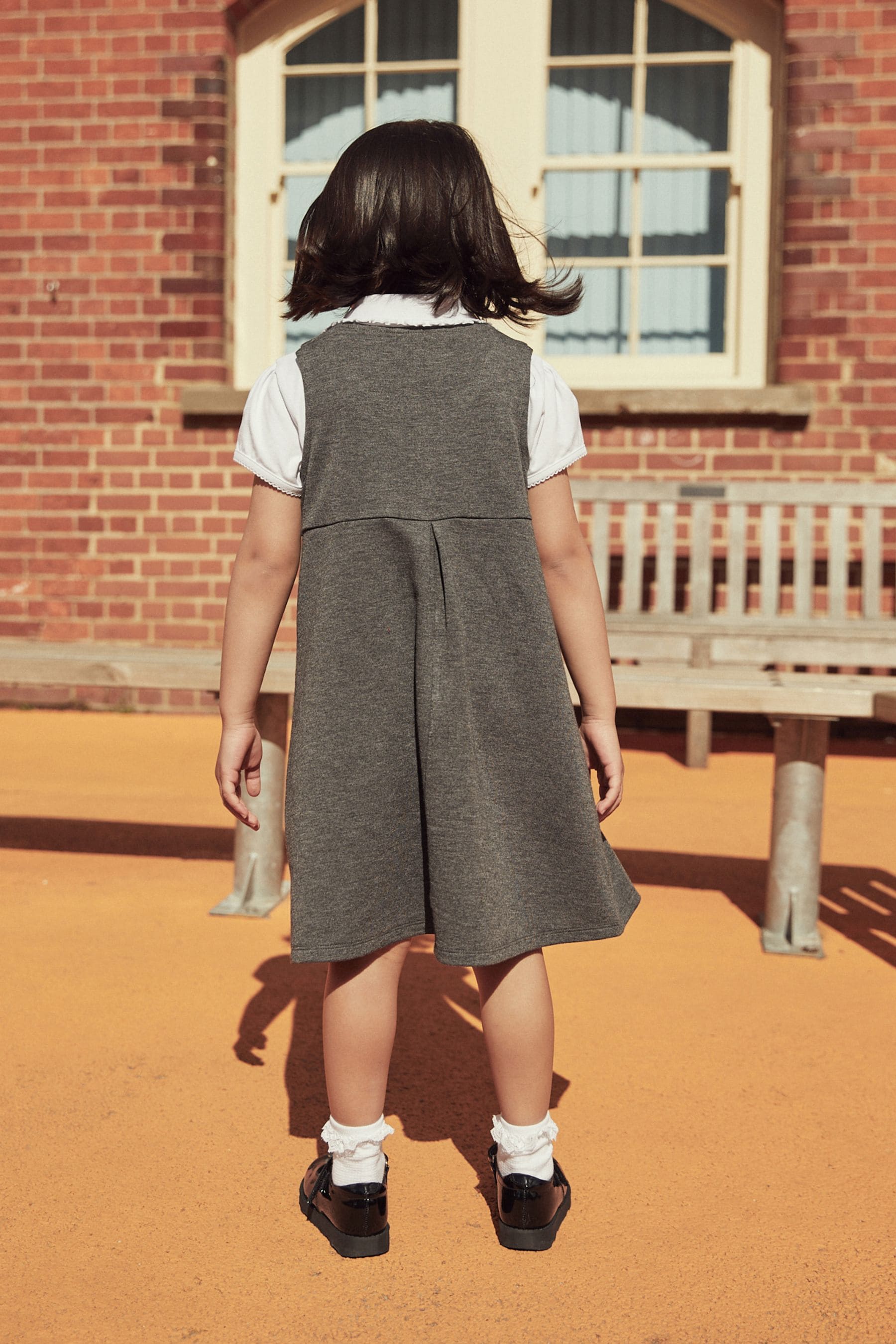 Grey jersey pinafore school cheap dress