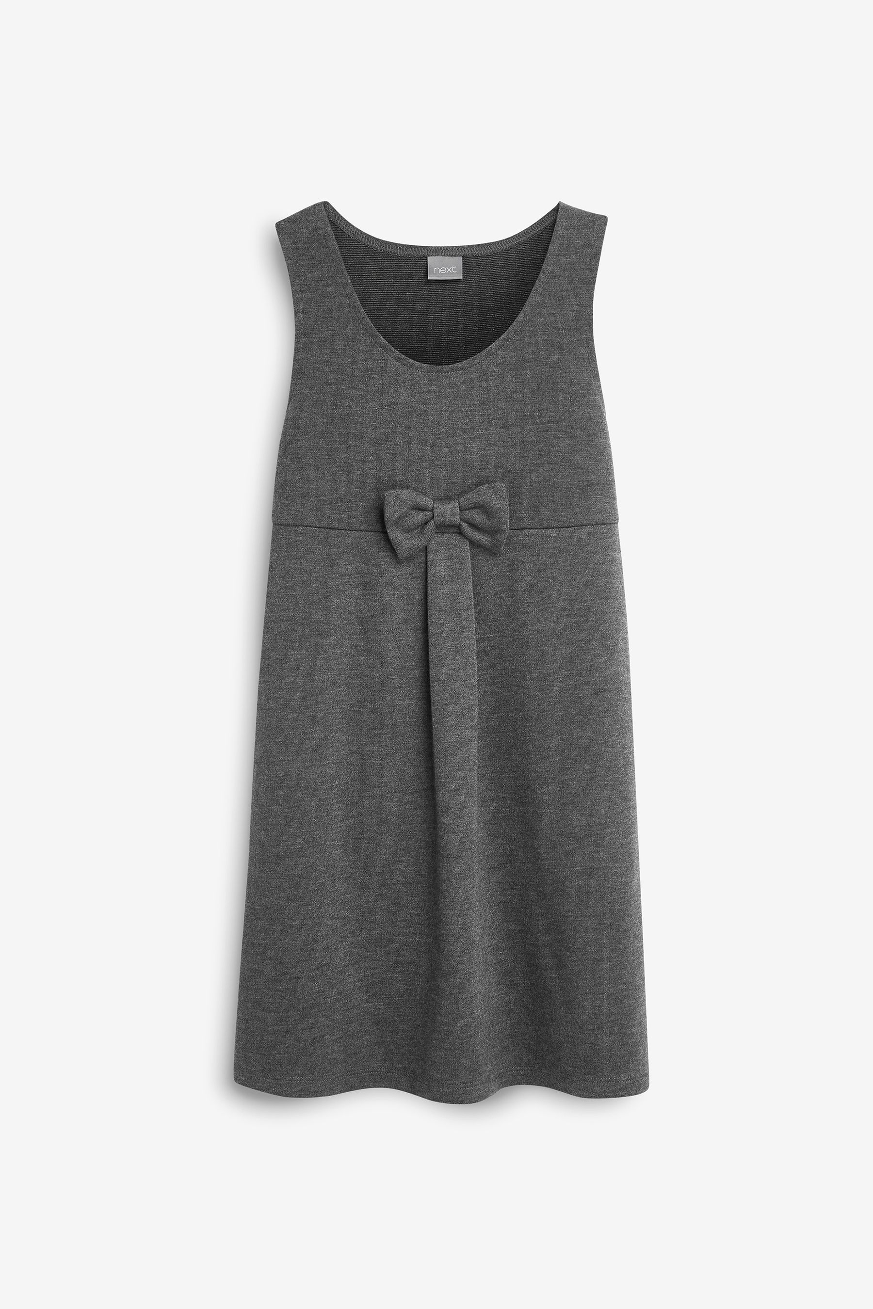 Grey Jersey Stretch Bow School Pinafore 3 14yrs