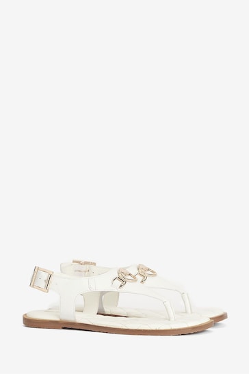Barbour® White Vivienne Leather Sandals