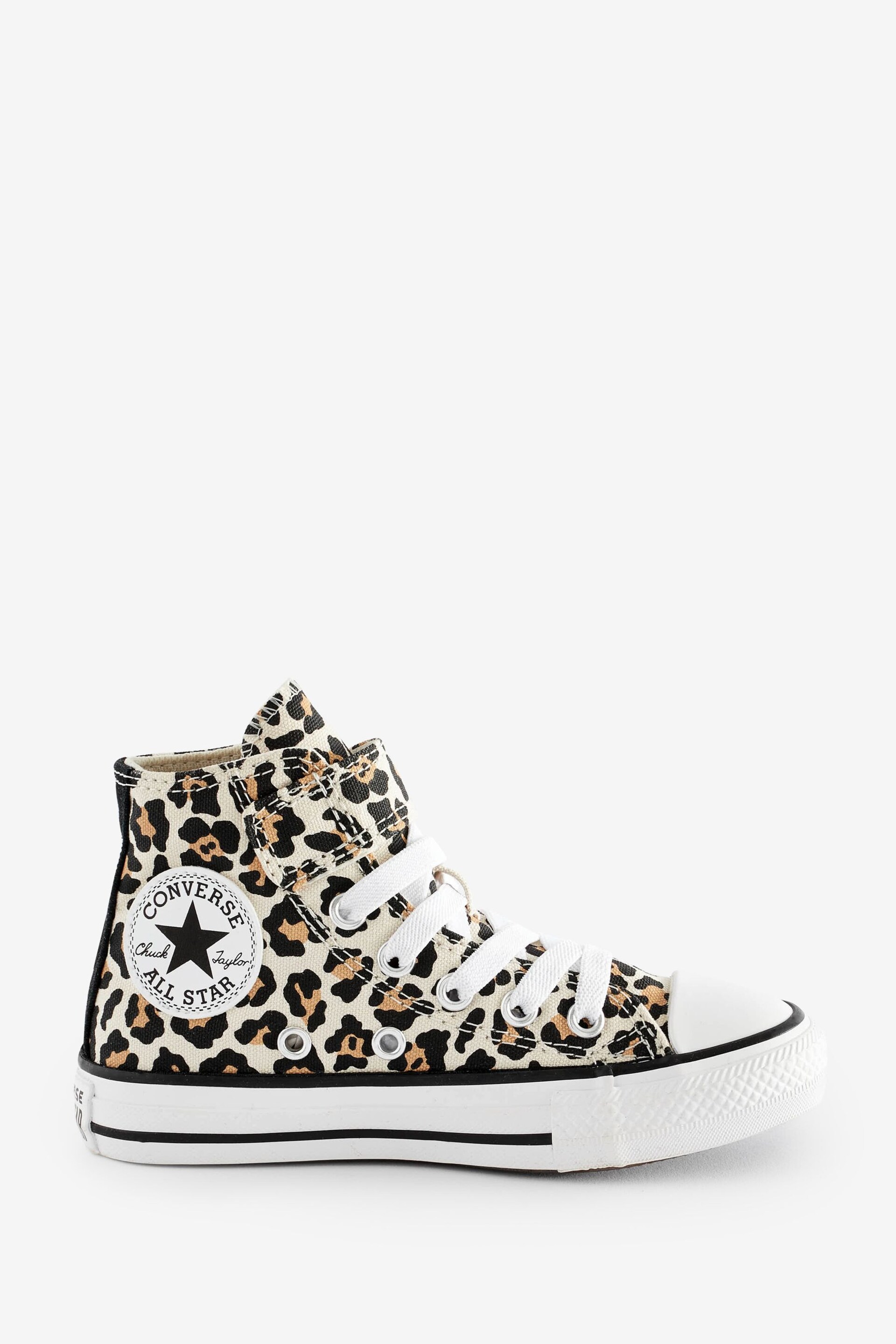 Converse Leopard Print Junior All Star 1V Easy On Trainers - Image 1 of 9
