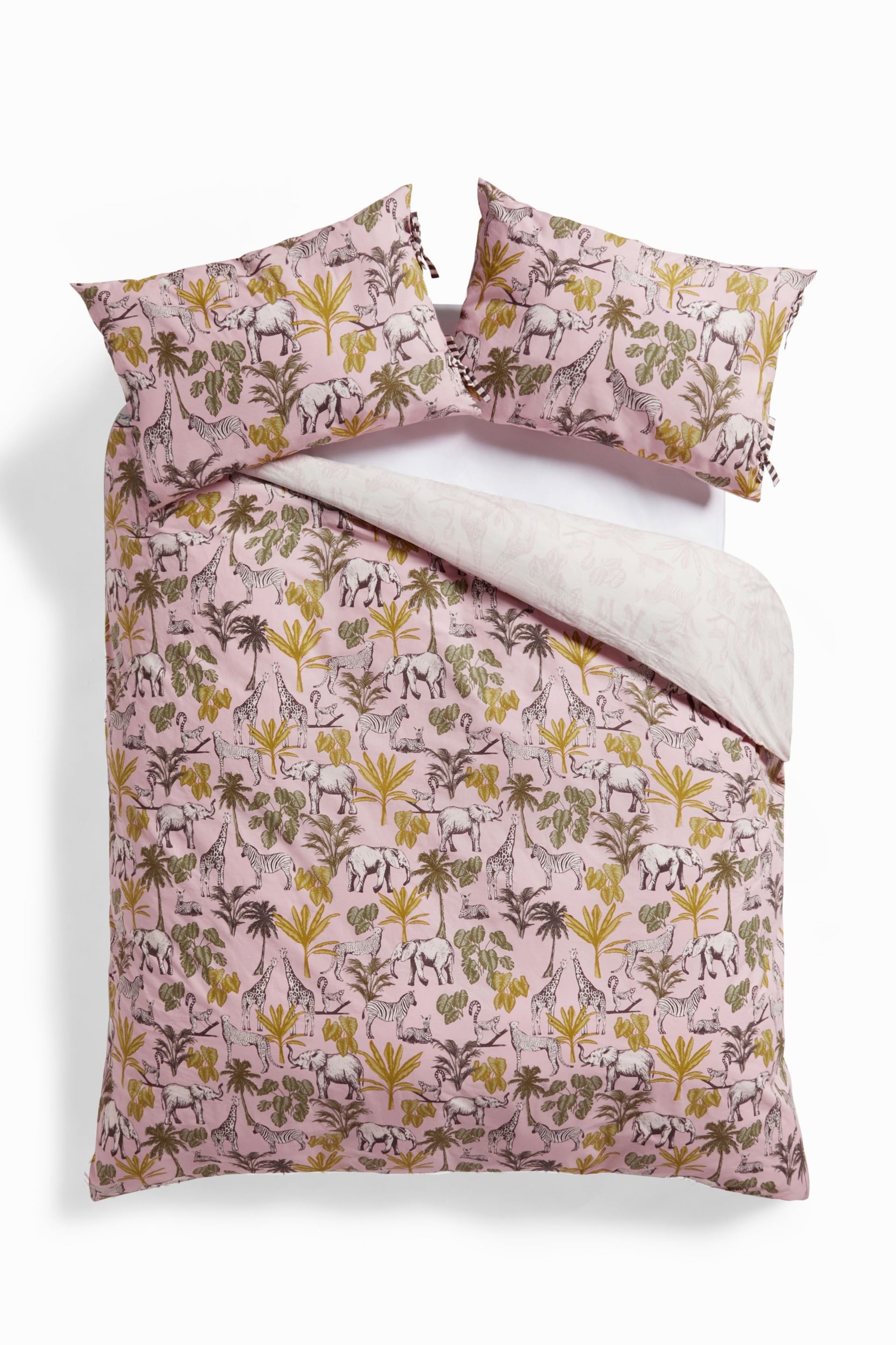 Pink Safari Reversible 100% Cotton Duvet Cover and Pillowcase Set - Image 6 of 7