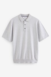 Grey Regular Fit Knitted Polo Shirt - Image 5 of 7