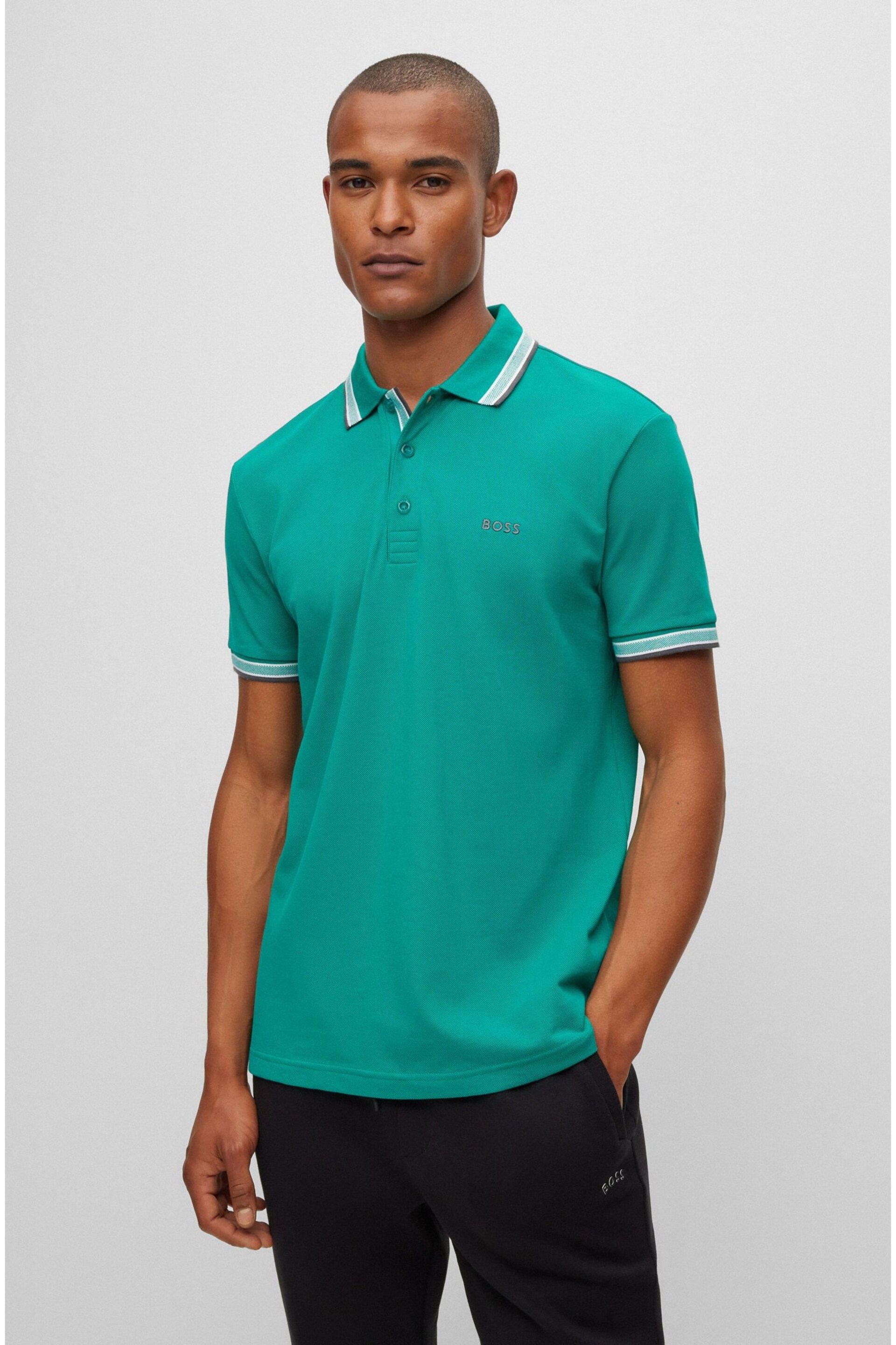 BOSS Green/Green Tipping Paddy Polo Shirt - Image 1 of 5