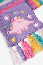 JoJo Maman Bébé Lilac Pretty Dinosaur Striped Scarf - Image 3 of 4