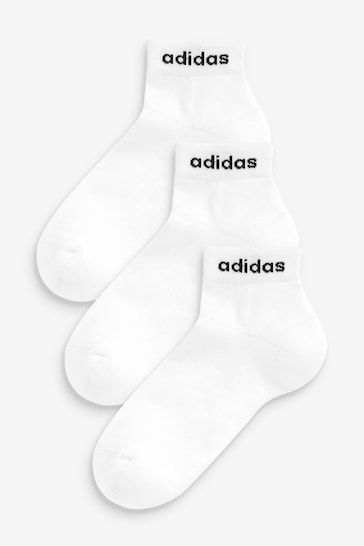 adidas White Adult Half-Cushioned Ankle Socks 3 Pairs