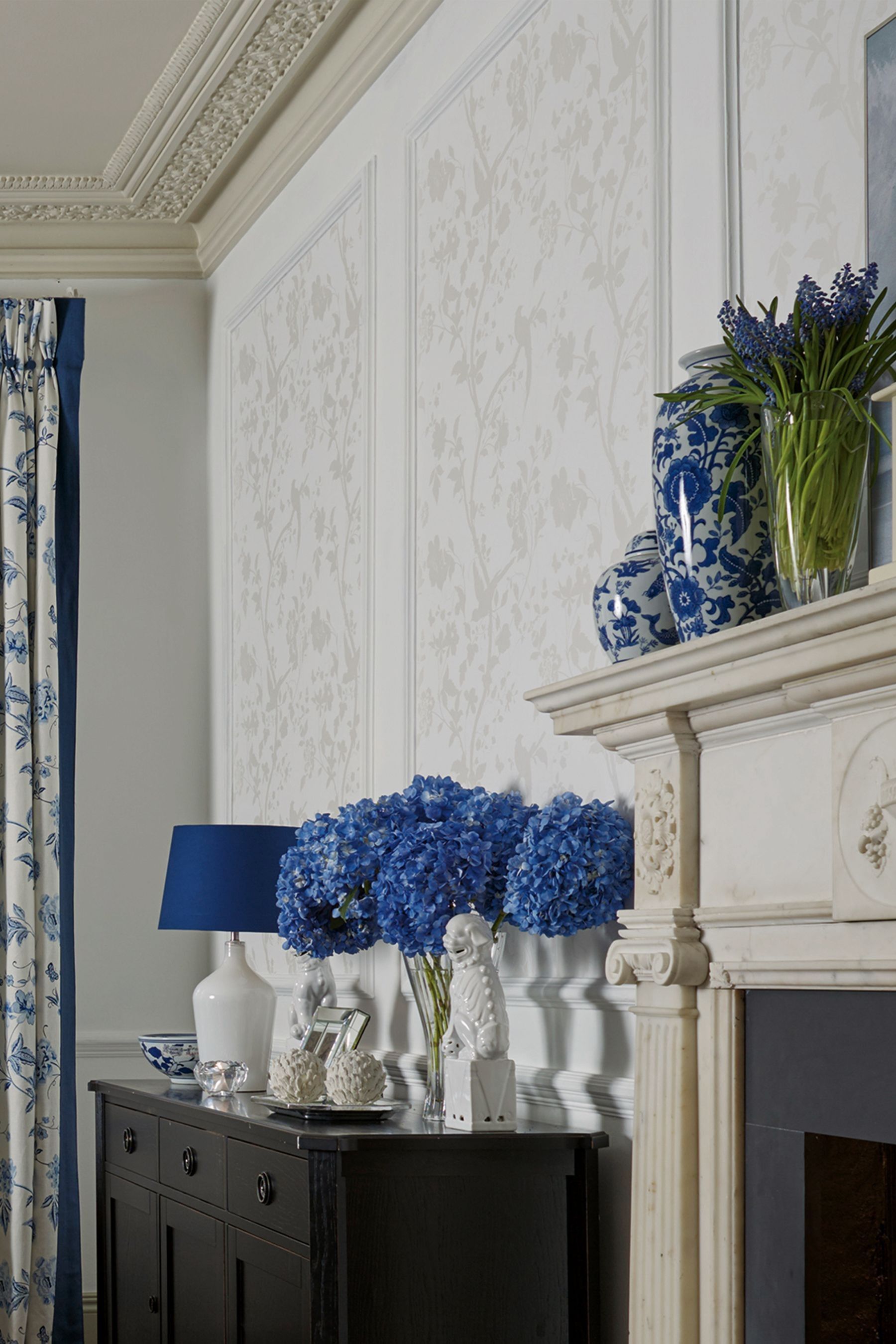 Buy Laura Ashley White Oriental Garden Pearlescent Wallpaper Sample