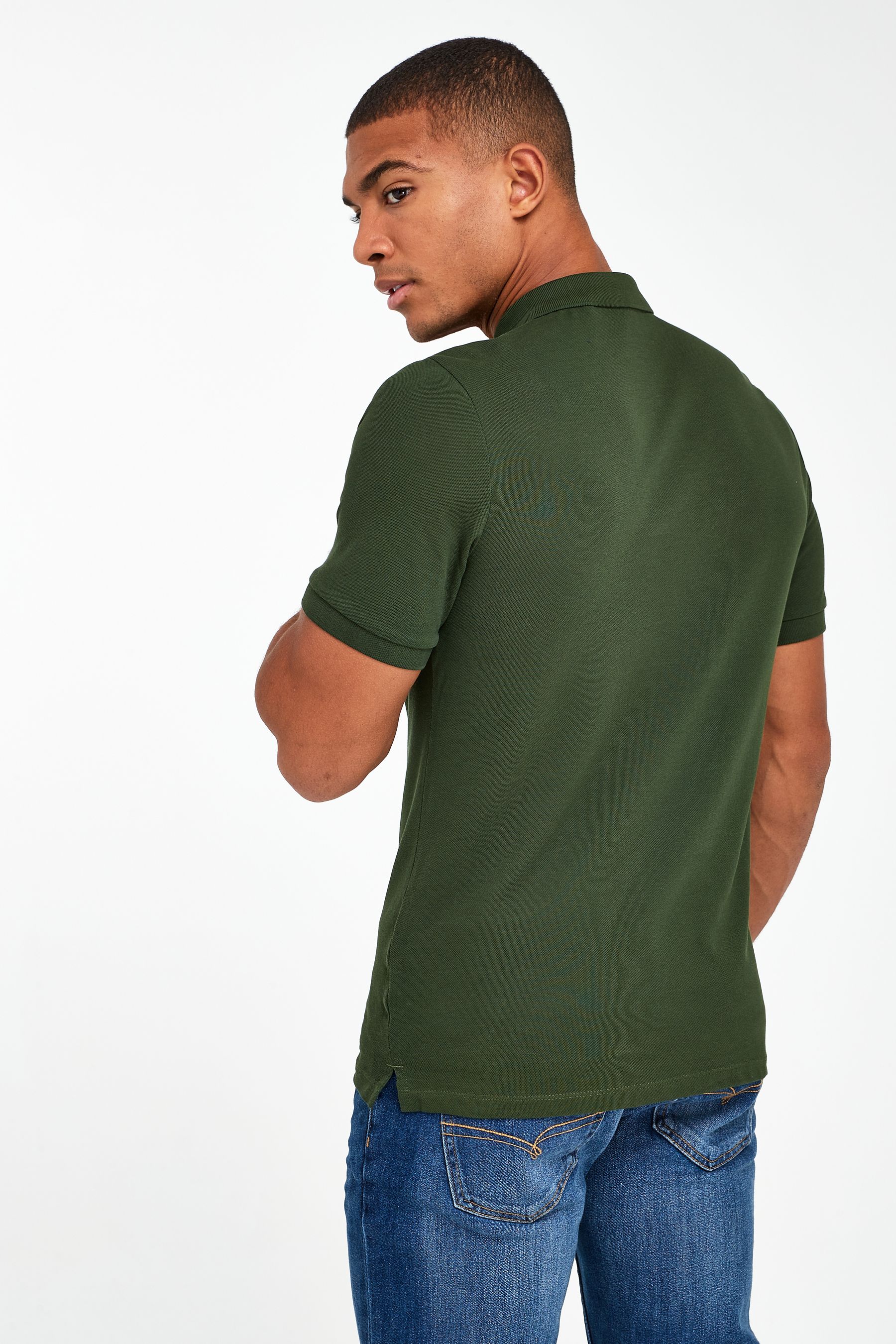 Buy Green Dark Khaki Regular Fit Pique Polo Shirt from the Next UK