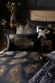 Laurence Llewelyn-Bowen Black/Gold Dandy Metallic Feather Jacquard Duvet Cover and Pillowcase Set - Image 2 of 3