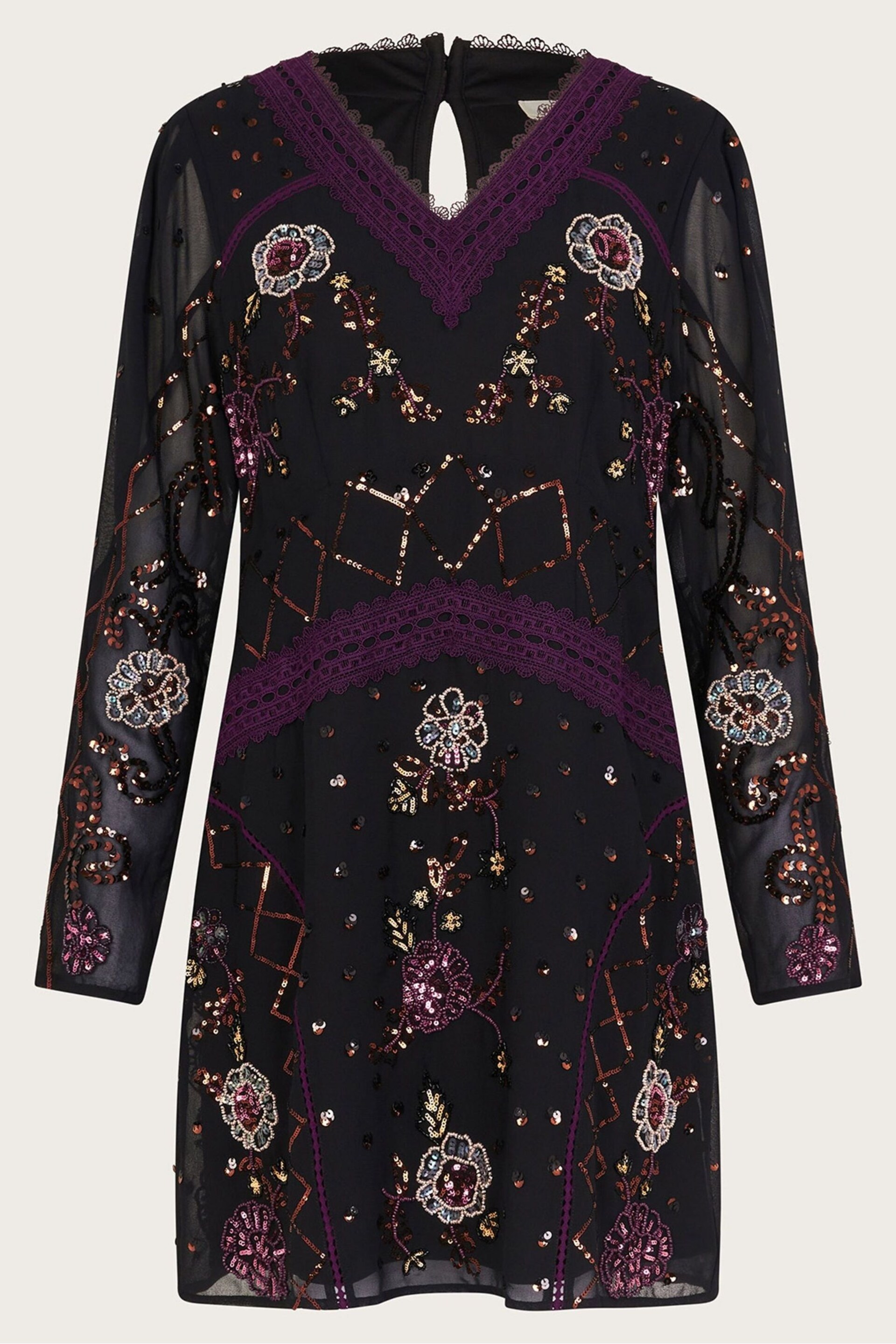 Monsoon Black Embellished Ariah Tunic Dress - Image 4 of 4