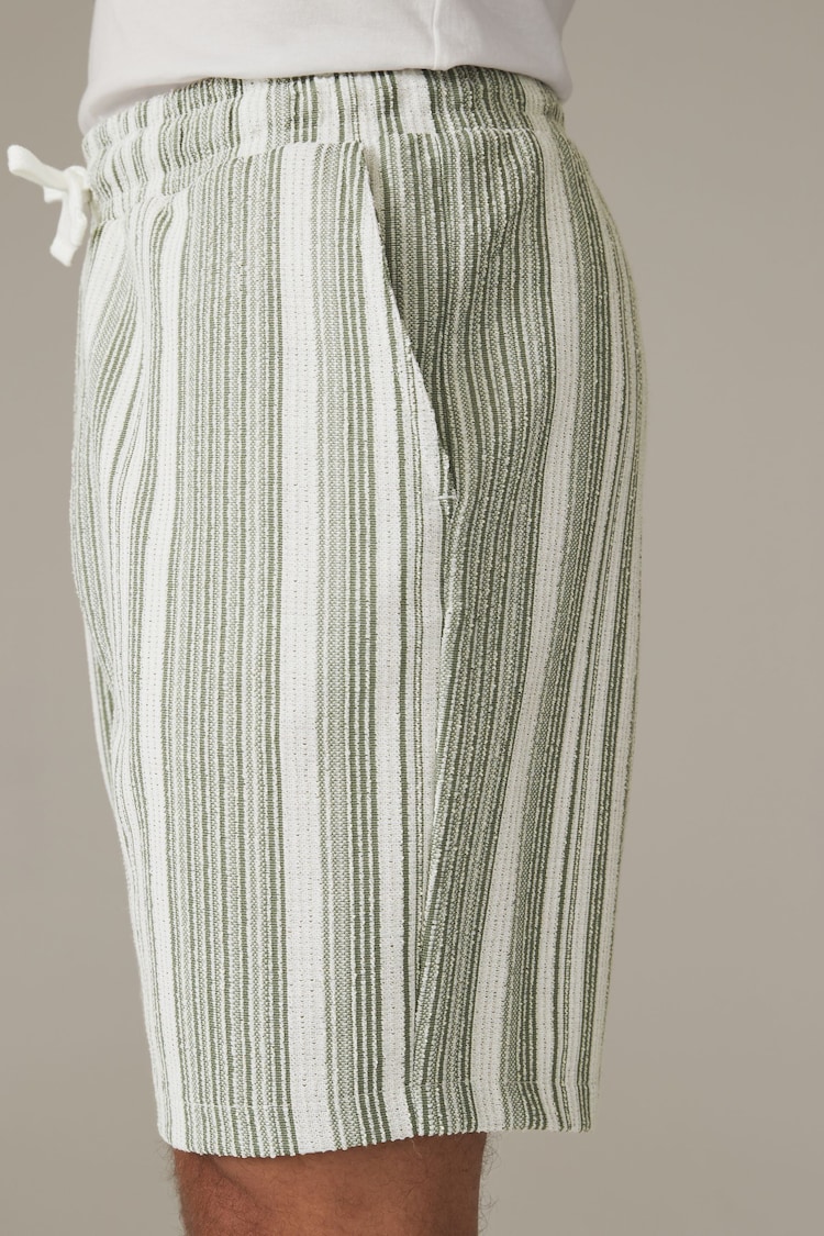 Sage Green Striped Jersey Shorts - Image 2 of 9